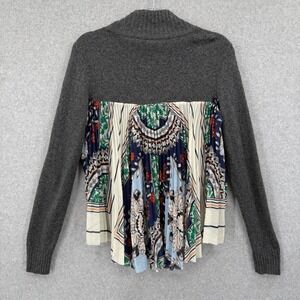 Moth Anthropologie Rona Turtleneck Sweater Womens Small Gray Mixed Media Floral